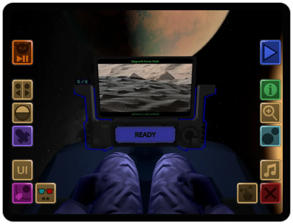 Titans of Space on iPad showing Mars surface exploration