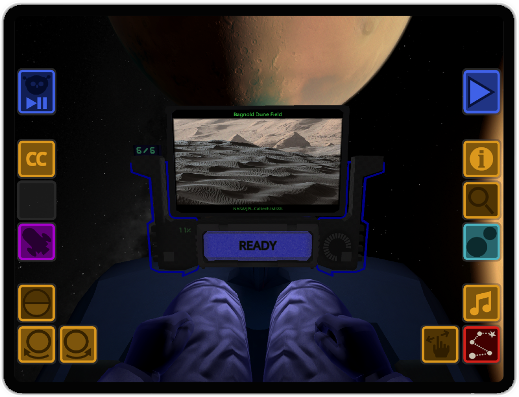 Titans of Space on iPad showing Mars surface exploration
